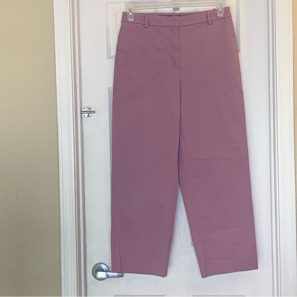 Theory High Waist Straight Lilac Chino Cropped Pants Stretch Cotton Size 6 - Picture 9 of 10